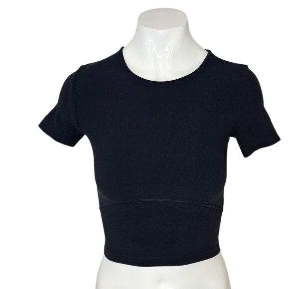 Aritzia TNAction Buttersoft Cropped Short Sleeve Tee, Black, Size 2XS - Picture 1 of 7